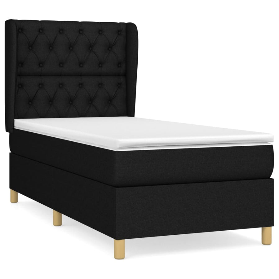 Boxspring Met Matras Stof Zwart 80 x 200 cm Getuft ontwerp