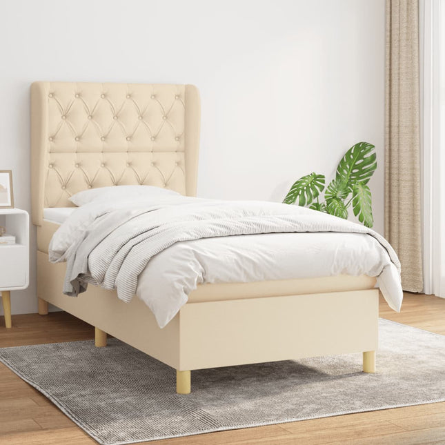 Boxspring Met Matras Stof Kleurig Crème 80 x 200 cm Getuft ontwerp