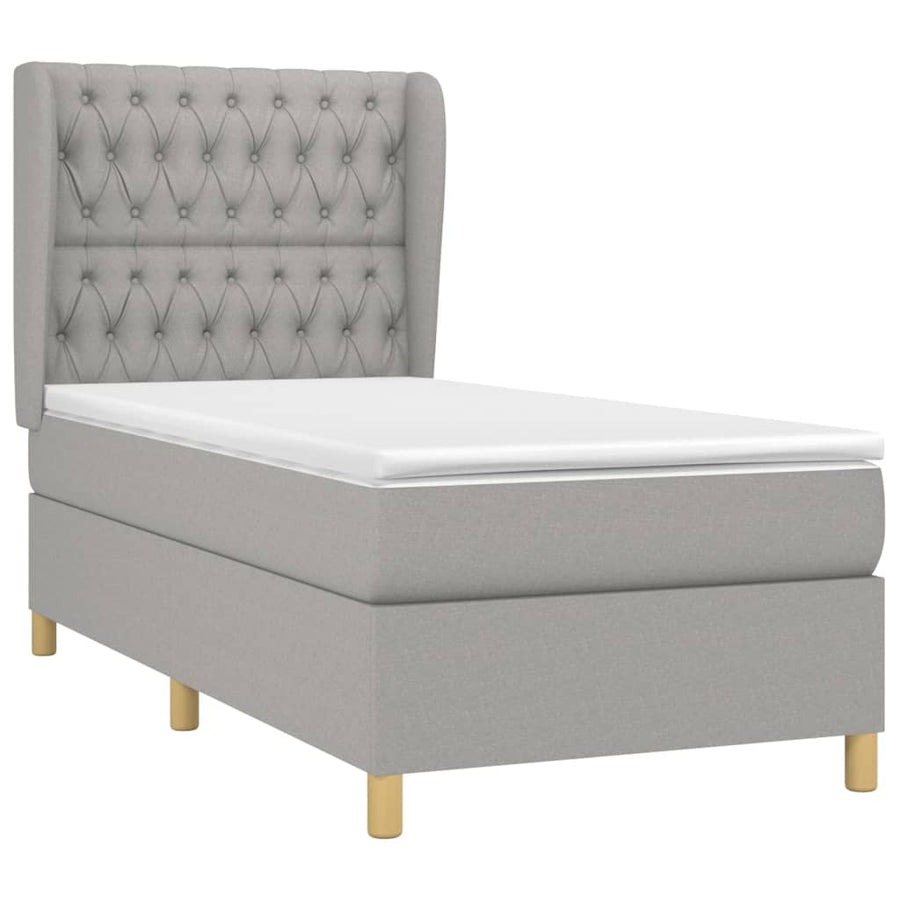 Boxspring Met Matras Stof Lichtgrijs 90 x 190 cm Getuft ontwerp