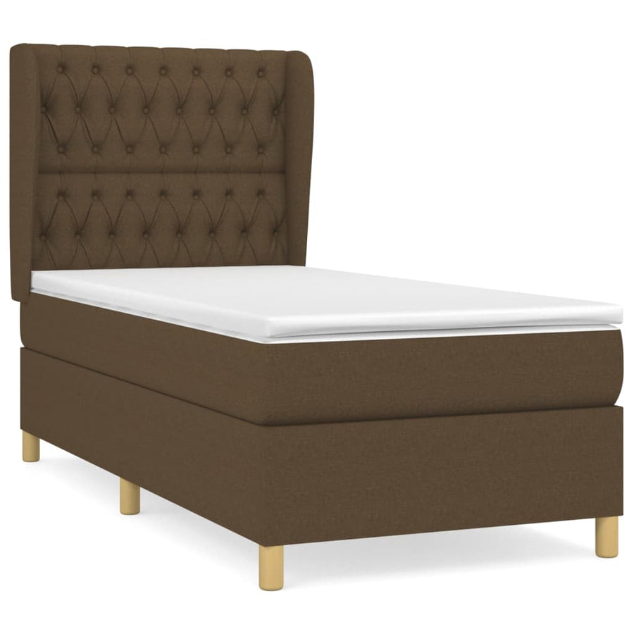 Boxspring Met Matras Stof Donkerbruin 90 x 190 cm Getuft ontwerp