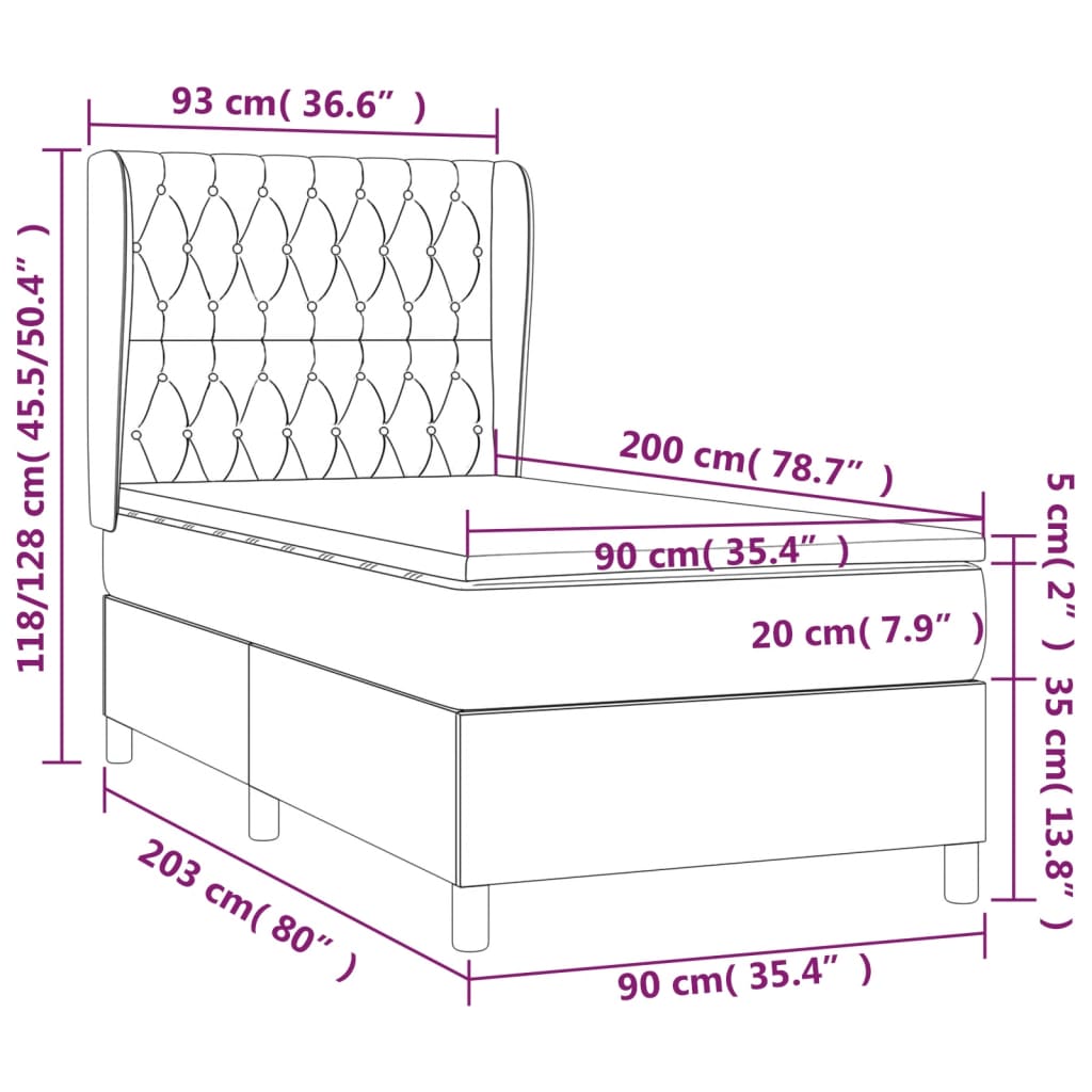 Boxspring Met Matras Stof Lichtgrijs 90 x 200 cm Getuft ontwerp