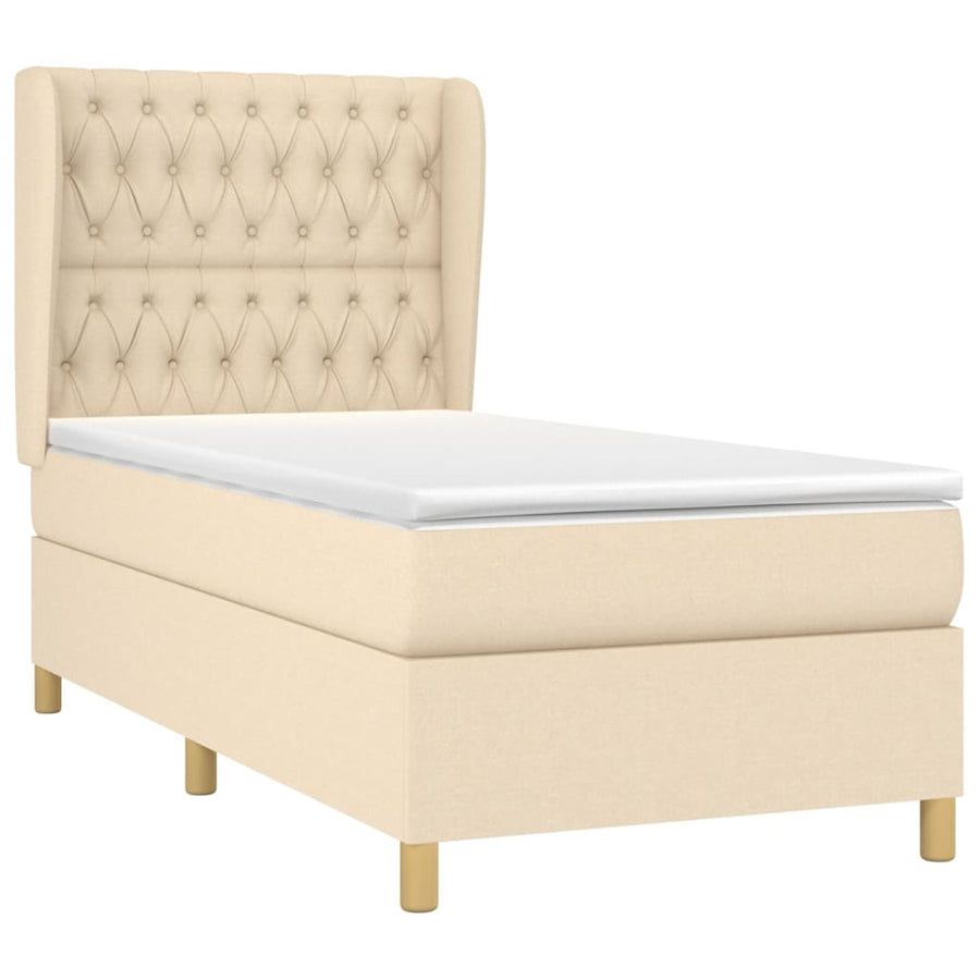 Boxspring Met Matras Stof Kleurig Crème 90 x 200 cm Getuft ontwerp