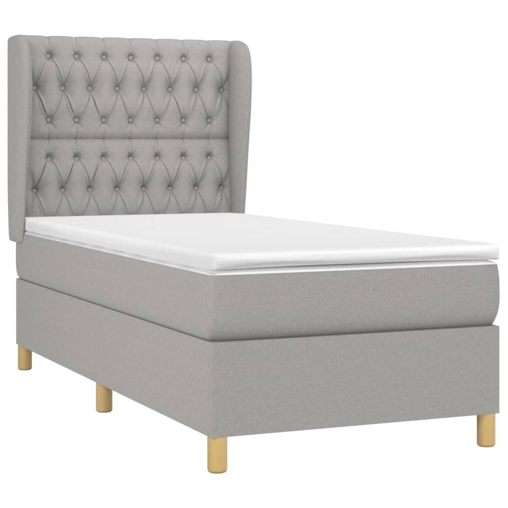 Boxspring Met Matras Stof Lichtgrijs 100 x 200 cm Getuft ontwerp