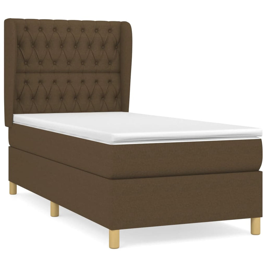 Boxspring Met Matras Stof Donkerbruin 100 x 200 cm Getuft ontwerp