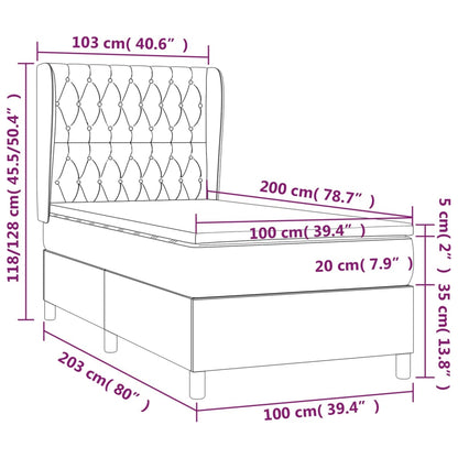 Boxspring Met Matras Stof Taupe 100 x 200 cm Getuft ontwerp