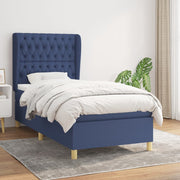 Boxspring bed met matras 100x200 cm blauw stof