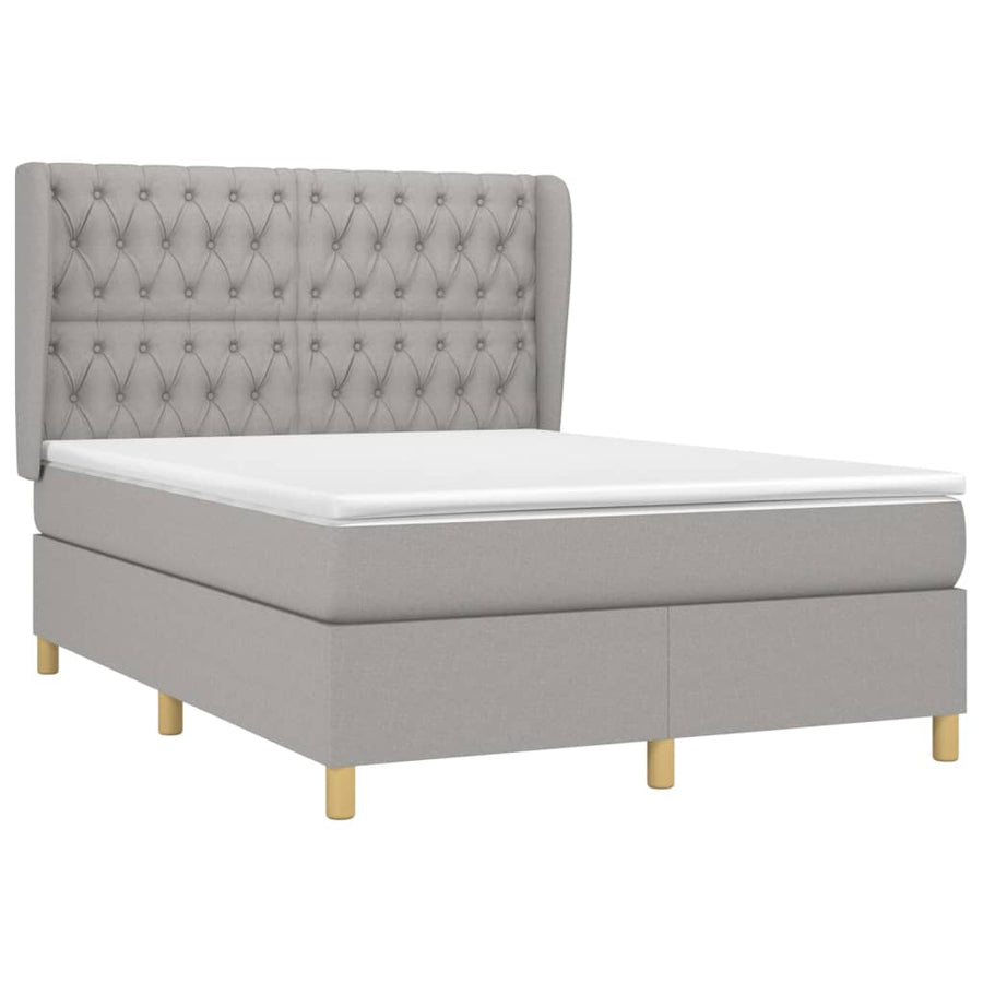 Boxspring Met Matras Stof Lichtgrijs 140 x 190 cm Getuft ontwerp