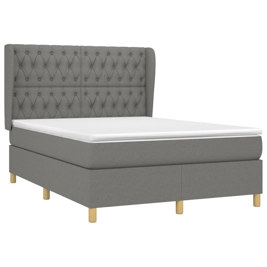 Boxspring Met Matras Stof Donkergrijs 140 x 190 cm Getuft ontwerp
