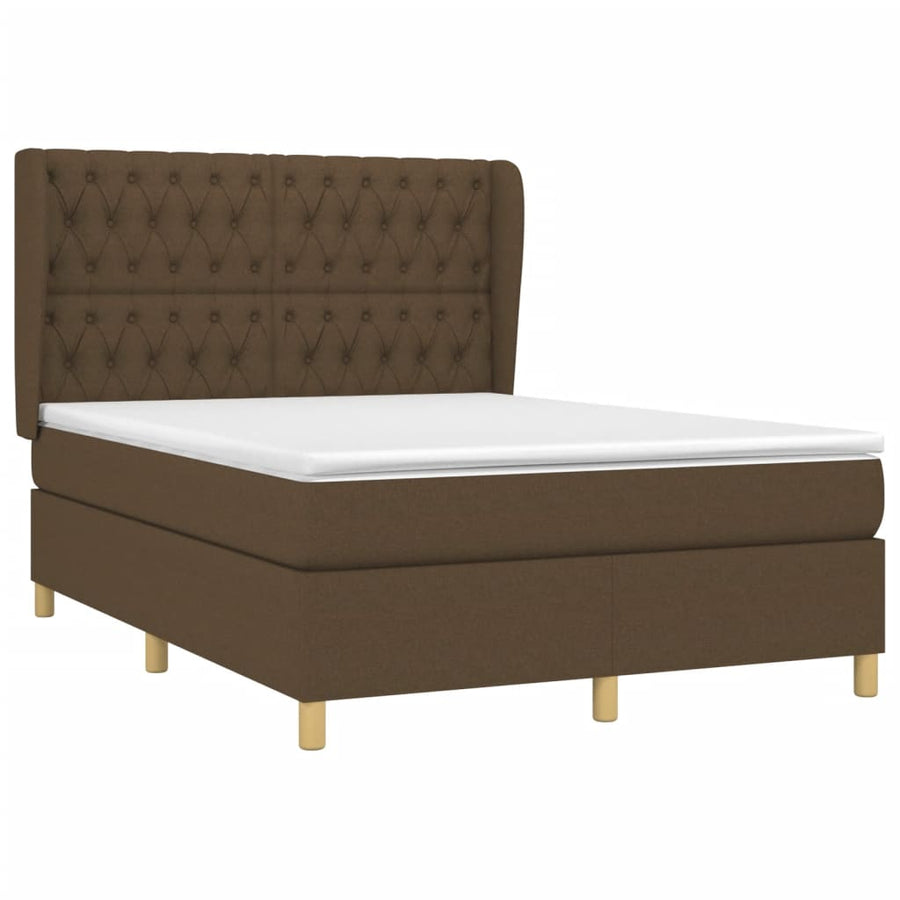 Boxspring Met Matras Stof Donkerbruin 140 x 190 cm Getuft ontwerp