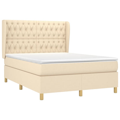 Boxspring met matras stof crèmekleurig 140x190 cm 140 x 190 cm Crème