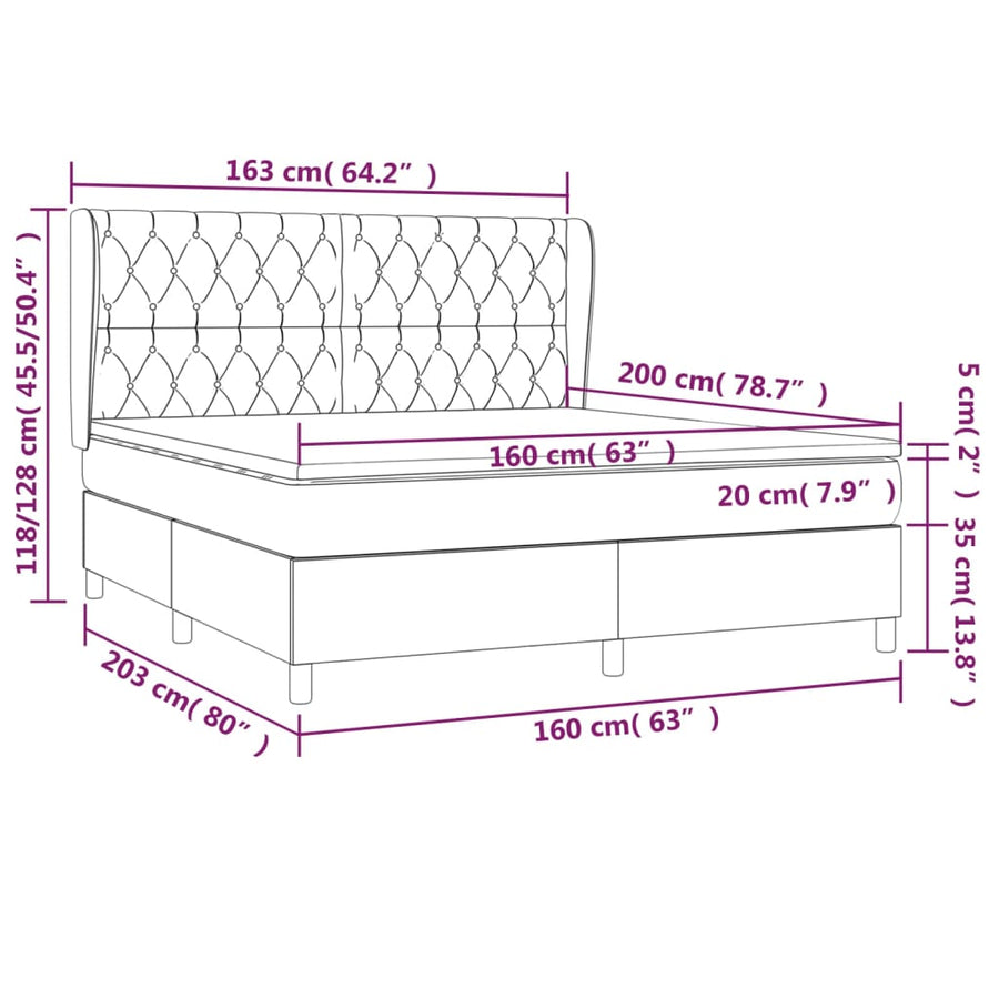 Boxspring Met Matras Stof Lichtgrijs 160 x 200 cm Getuft ontwerp
