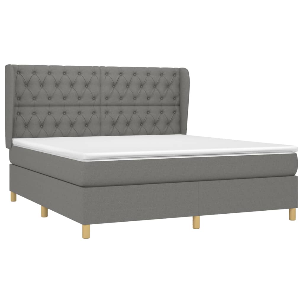 Boxspring Met Matras Stof Donkergrijs 160 x 200 cm Getuft ontwerp
