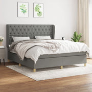 Boxspring 160x200 cm donkergrijs met matras