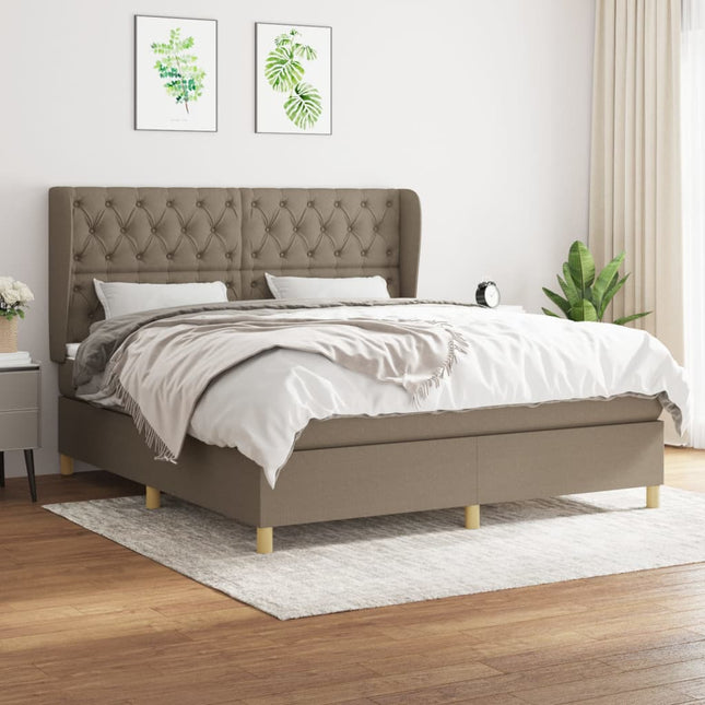 Boxspring Met Matras Stof Taupe 160 x 200 cm Getuft ontwerp