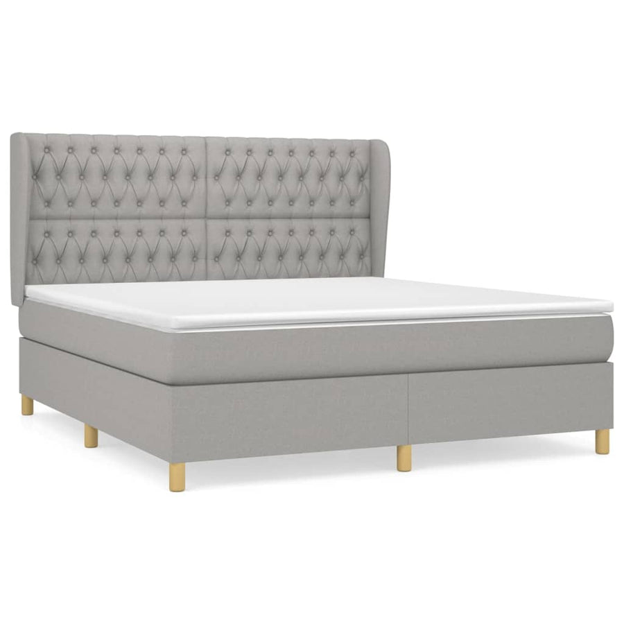 Boxspring Met Matras Stof Lichtgrijs 180 x 200 cm Getuft ontwerp