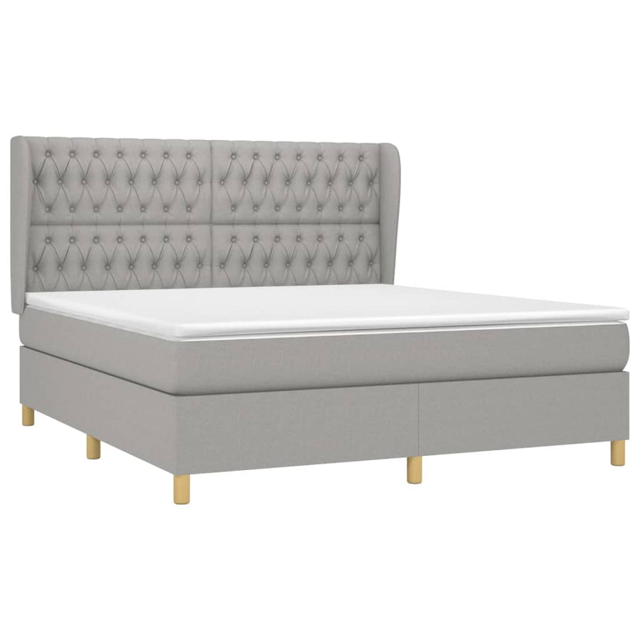 Boxspring Met Matras Stof Lichtgrijs 180 x 200 cm Getuft ontwerp