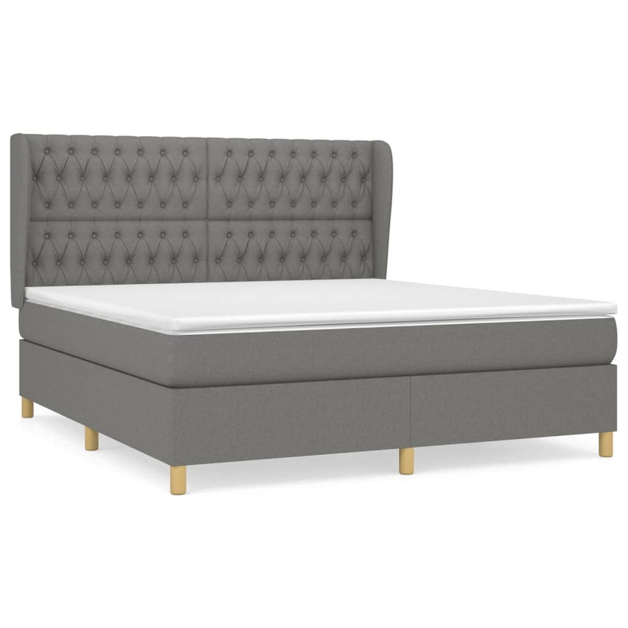 Boxspring Met Matras Stof Donkergrijs 180 x 200 cm Getuft ontwerp