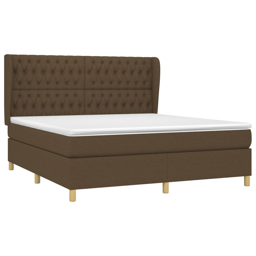 Boxspring Met Matras Stof Donkerbruin 180X200 Cm