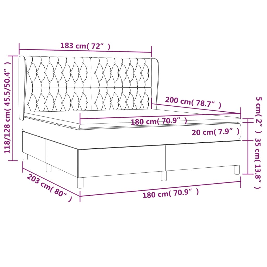 Boxspring Met Matras Stof Crèmekleurig 180X200 Cm 180 x 200 cm Getuft ontwerp