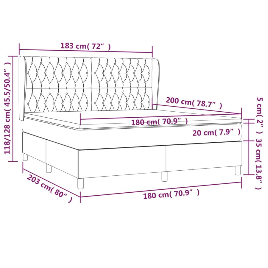 Boxspring Met Matras Stof Crèmekleurig 180X200 Cm 180 x 200 cm Getuft ontwerp