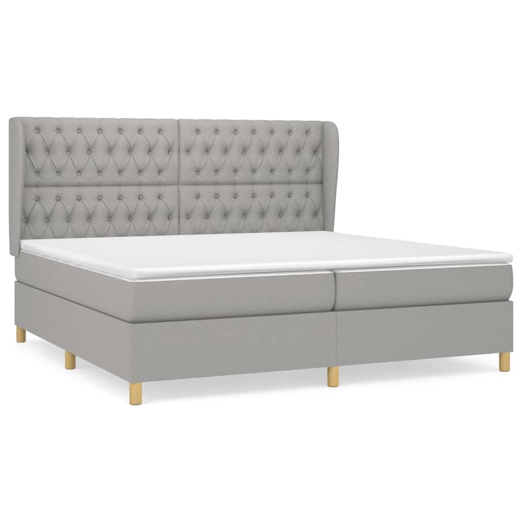 Boxspring Met Matras Stof Lichtgrijs 200 x 200 cm Getuft ontwerp
