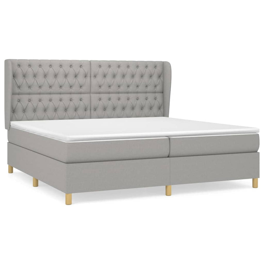 Boxspring Met Matras Stof Lichtgrijs 200 x 200 cm Getuft ontwerp
