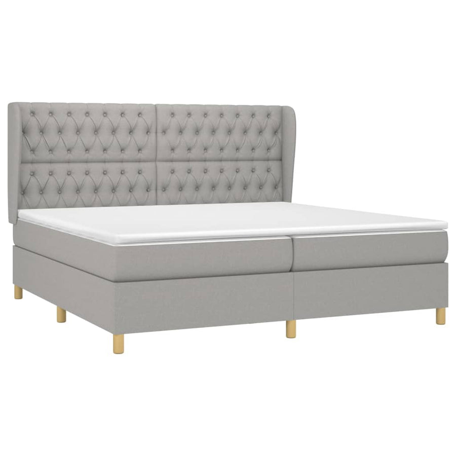 Boxspring Met Matras Stof Lichtgrijs 200 x 200 cm Getuft ontwerp