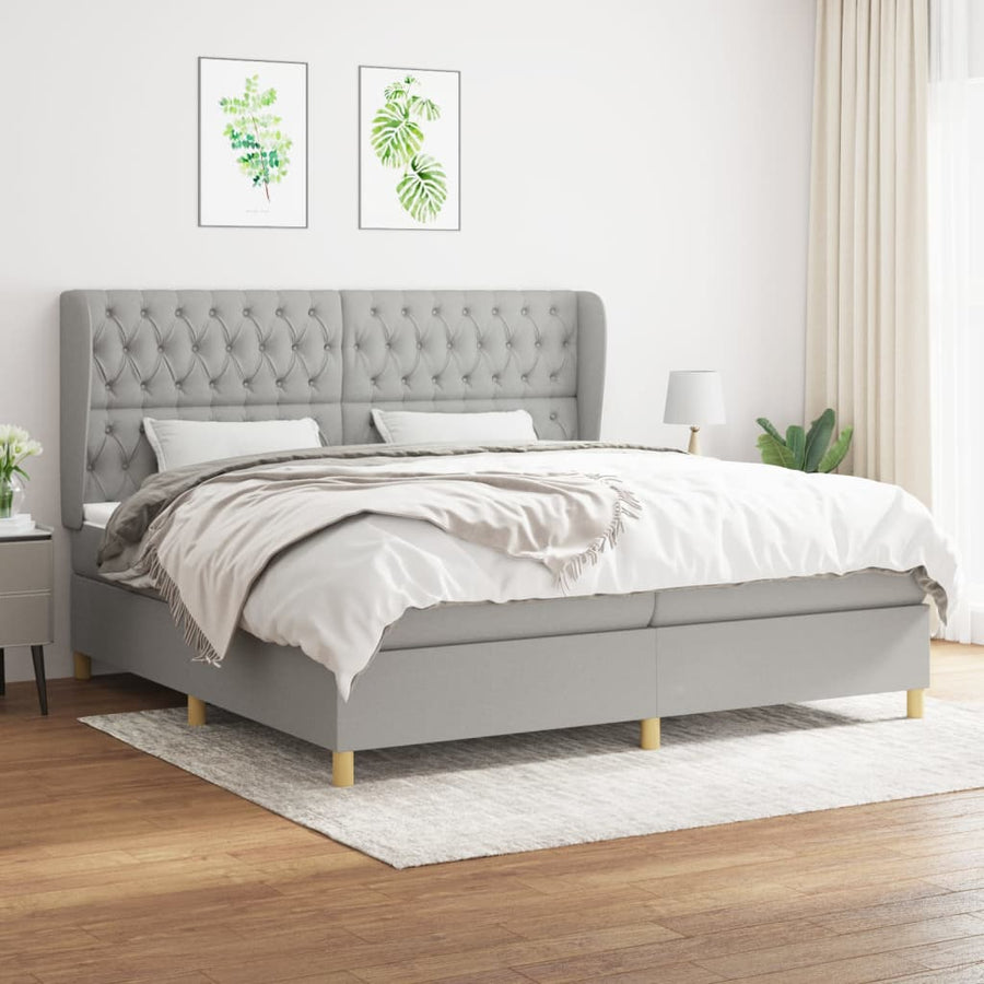 Boxspring Met Matras Stof Lichtgrijs 200 x 200 cm Getuft ontwerp