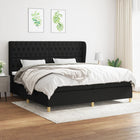 Boxspring Met Matras Stof Zwart 200 x 200 cm Getuft ontwerp