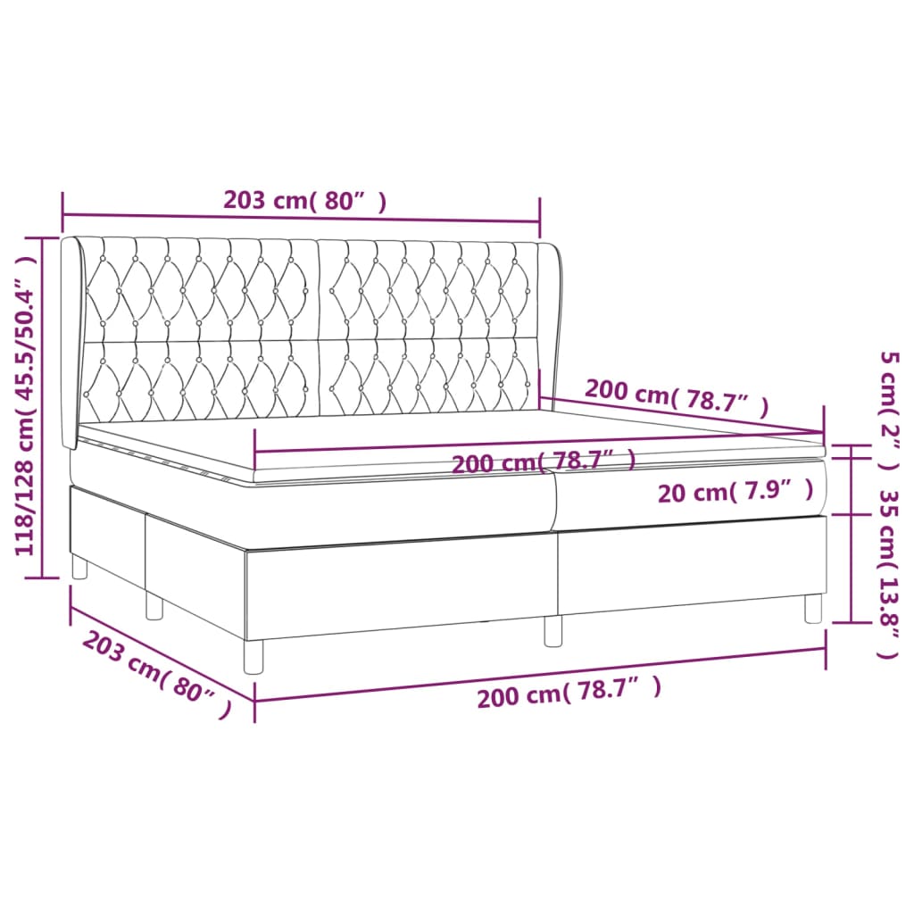 Boxspring Met Matras Stof Taupe 200 x 200 cm Getuft ontwerp