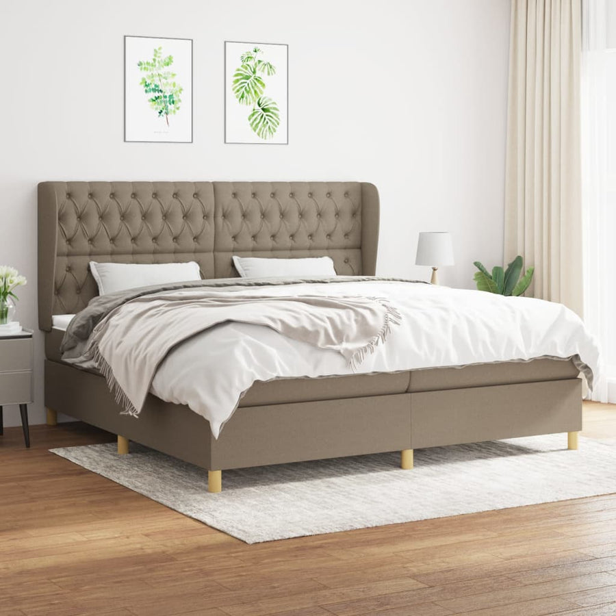 Boxspring Met Matras Stof Taupe 200 x 200 cm Getuft ontwerp