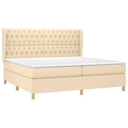 Boxspring Met Matras Stof Kleurig Crème 200 x 200 cm Getuft ontwerp