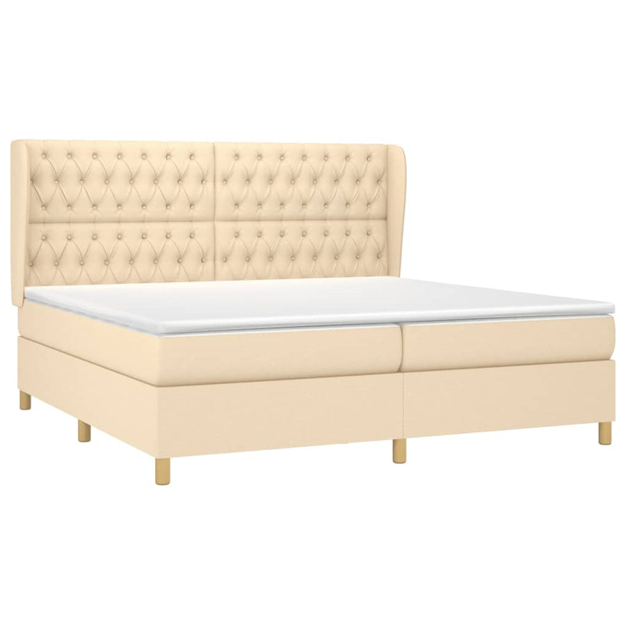 Boxspring Met Matras Stof Kleurig Crème 200 x 200 cm Getuft ontwerp