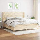 Boxspring Met Matras Stof Kleurig Crème 200 x 200 cm Getuft ontwerp