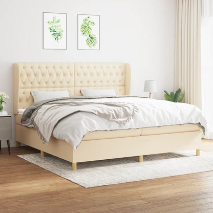 Boxspring Met Matras Stof Kleurig Crème 200 x 200 cm Getuft ontwerp