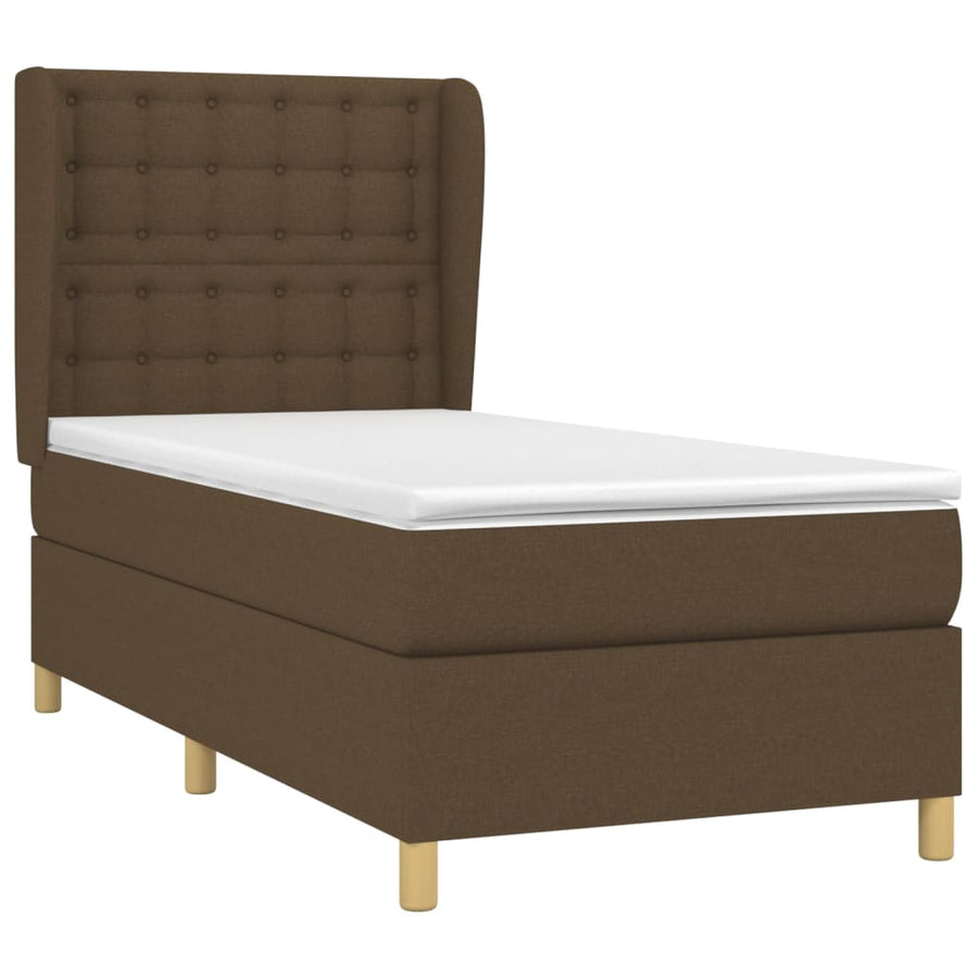 Boxspring met matras stof donkerbruin 80x200 cm