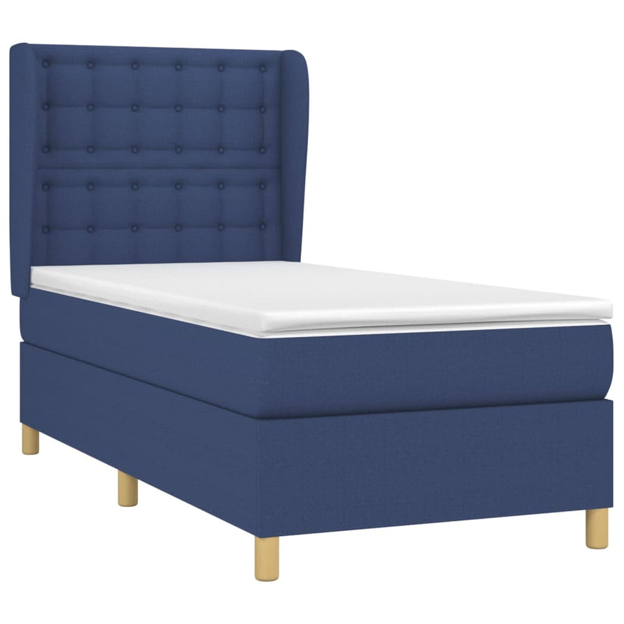Boxspring met matras stof blauw 80x200 cm