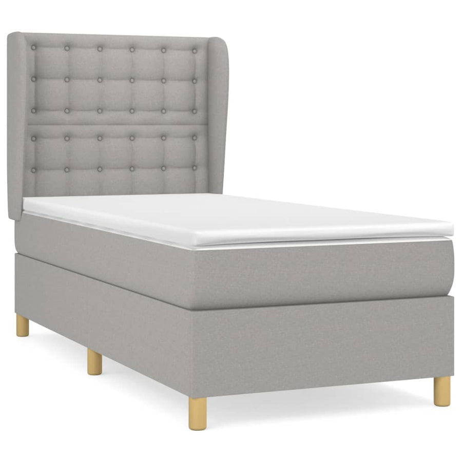Boxspring Met Matras Stof Lichtgrijs 90 x 190 cm Knopen