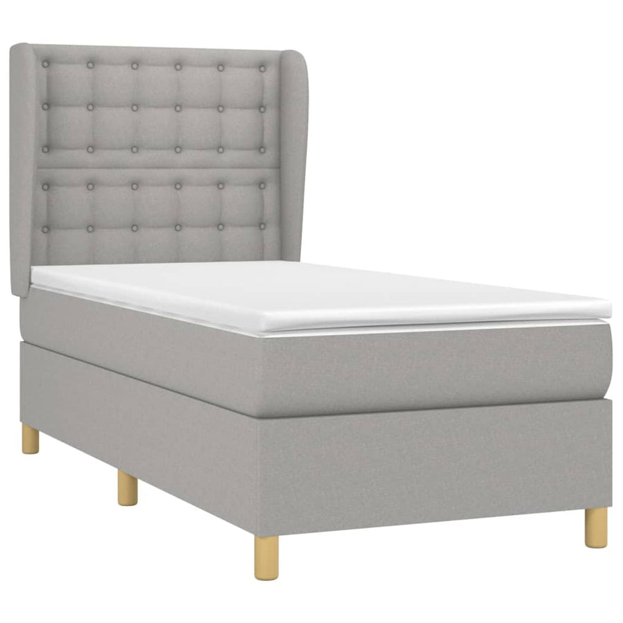 Boxspring Met Matras Stof Lichtgrijs 90 x 190 cm Knopen