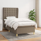 Boxspring Met Matras Stof Taupe 100X200 Cm Taupe 100 x 200 cm Knopen