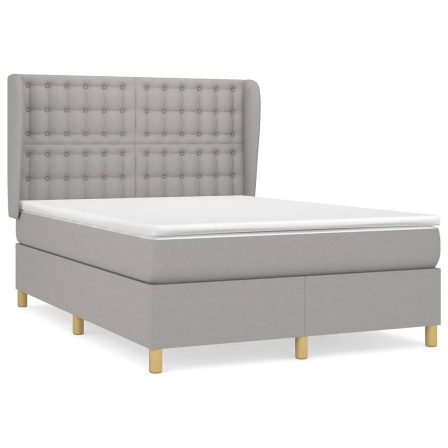 Boxspring Met Matras Stof Lichtgrijs 140 x 190 cm Knopen