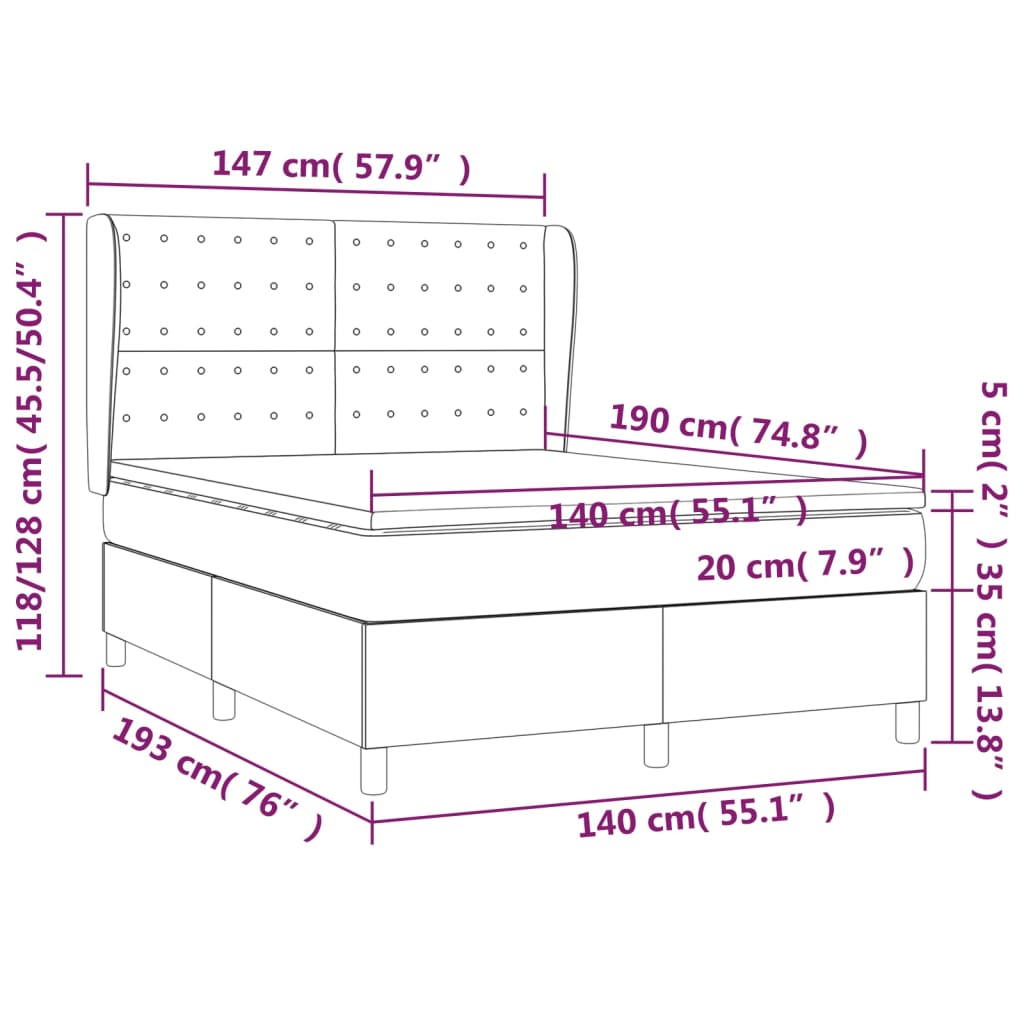 Boxspring Met Matras Stof Donkerbruin 140 x 190 cm Knopen