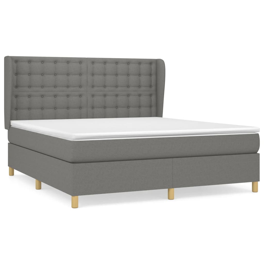 Boxspring Met Matras Stof Donkergrijs 160 x 200 cm Knopen