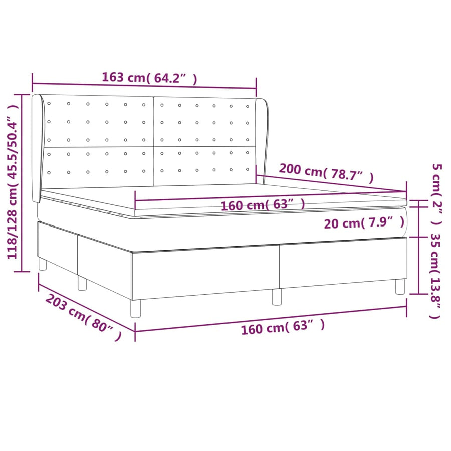Boxspring Met Matras Stof Blauw 160 x 200 cm Knopen