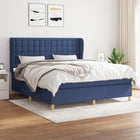 Boxspring Met Matras Stof Blauw 160 x 200 cm Knopen