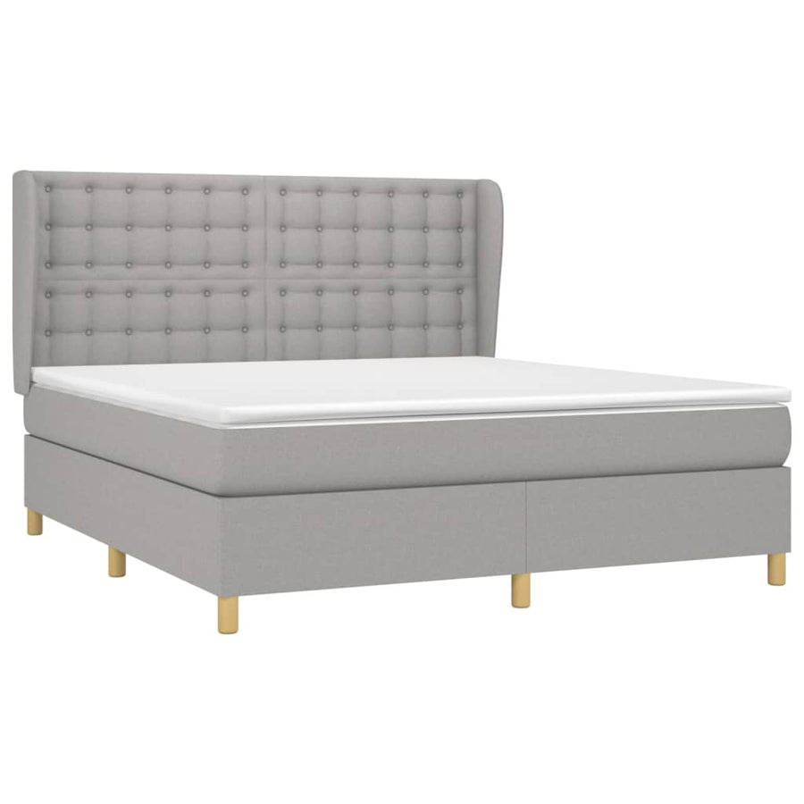 Boxspring Met Matras Stof Lichtgrijs 180X200 Cm Lichtgrijs 180 x 200 cm Knopen