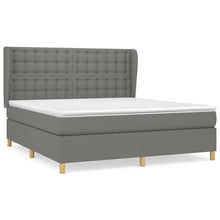 Boxspring Met Matras Stof Donkergrijs 180X200 Cm 180 x 200 cm Knopen