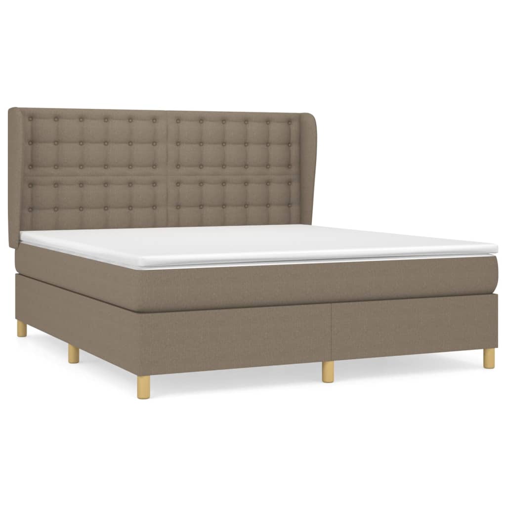 Boxspring Met Matras Stof Taupe 180X200 Cm 180 x 200 cm Knopen