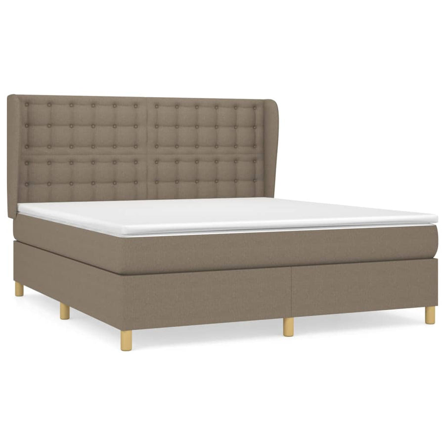 Boxspring Met Matras Stof Taupe 180X200 Cm 180 x 200 cm Knopen