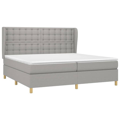Boxspring Met Matras Stof Lichtgrijs 200 x 200 cm Knopen